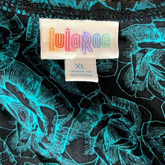 LuLaRoe Joy Vest Duster Kimono Aqua Black Size XL - Picture 4 of 6